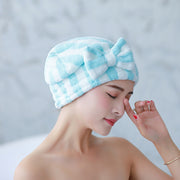 Microfiber Spa Bowknot shower Towel cap